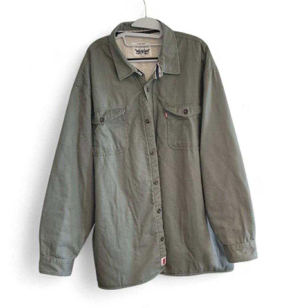 Levis Mens Sherpa Lined Jacket 3XL Cabincore Grunge Distressed Farmcore Neutral